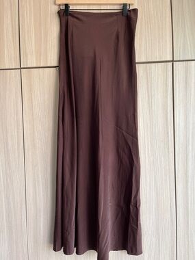 Amazon Women’s Chocolate Brown Satin Maxi Skirt